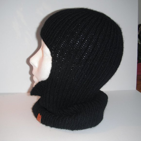 One Hole Balaclava Handmade Face Mask Black Warm Winter Hat Cap Knit One Size - Picture 2 of 8